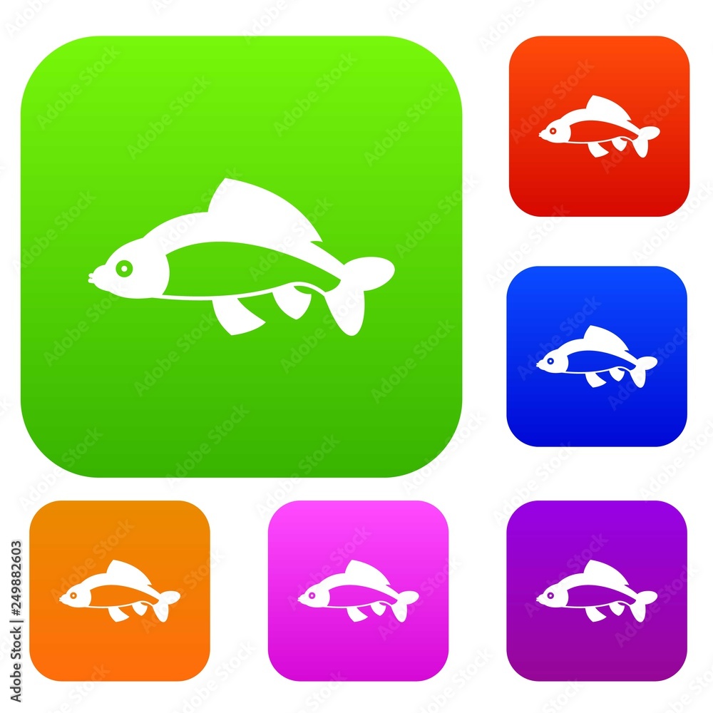Wall mural Fish set icon in different colors isolated vector illustration. Premium collection - Wall murals