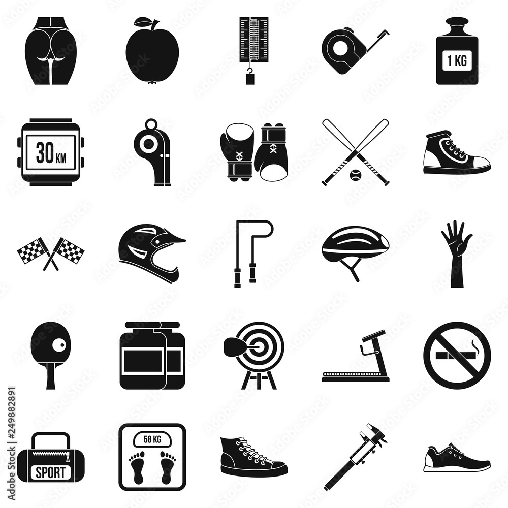 Aufkleber weights icons set. simple set of 25 weights vector icons for web isolated on white background
