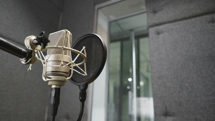 Studio microphone or mic for recording for vocal singer or commercial announcer with shock mount...