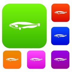 Fototapeta premium Atlantic mackerel, Scomber scombrus set icon in different colors isolated vector illustration. Premium collection