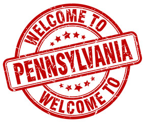 welcome to Pennsylvania red round vintage stamp