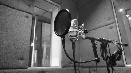 Studio microphone or mic for recording for vocal singer or commercial announcer with shock mount...