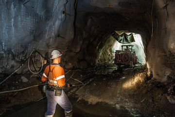 Underground at a copper mine in NSW Australia
