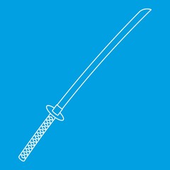 Lapanese katana icon blue outline style isolated vector illustration. Thin line sign