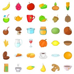 Vegetarian sale icons set. Cartoon style of 36 vegetarian sale ector icons for web isolated on white background