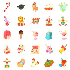 School life icons set. Cartoon set of 25 school life vector icons for web isolated on white background