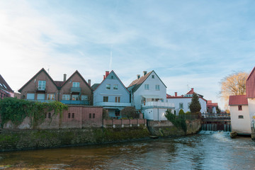 Fototapeta na wymiar Häuserfront an der Wassermühle Gemen.
