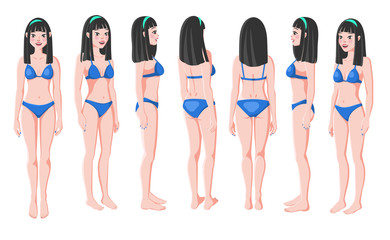 Vector Illustration of Smiling Women in Bikini