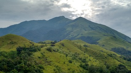 Fototapeta na wymiar Kumara Parvata, India, Mountain, Western Ghats, Karnataka, Chikamagalur