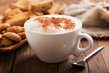 Cup of cappuccino coffee