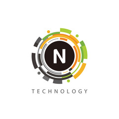 Circle Data Technology N Letter Logo