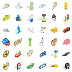 Hard victory icons set.Isometric style of 36 hard victory vector icons for web isolated on white background