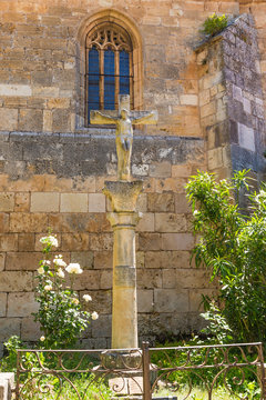 Covarrubias, Spain. Ancient monument with a crucifix