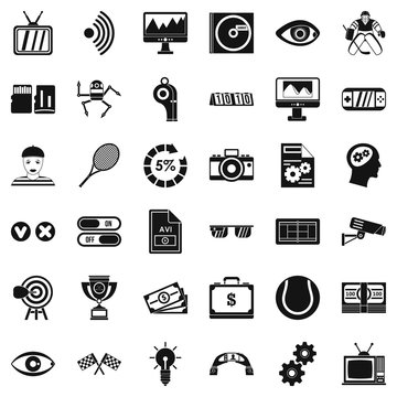 Video file icons set. Simple style of 36 video file vector icons for web isolated on white background