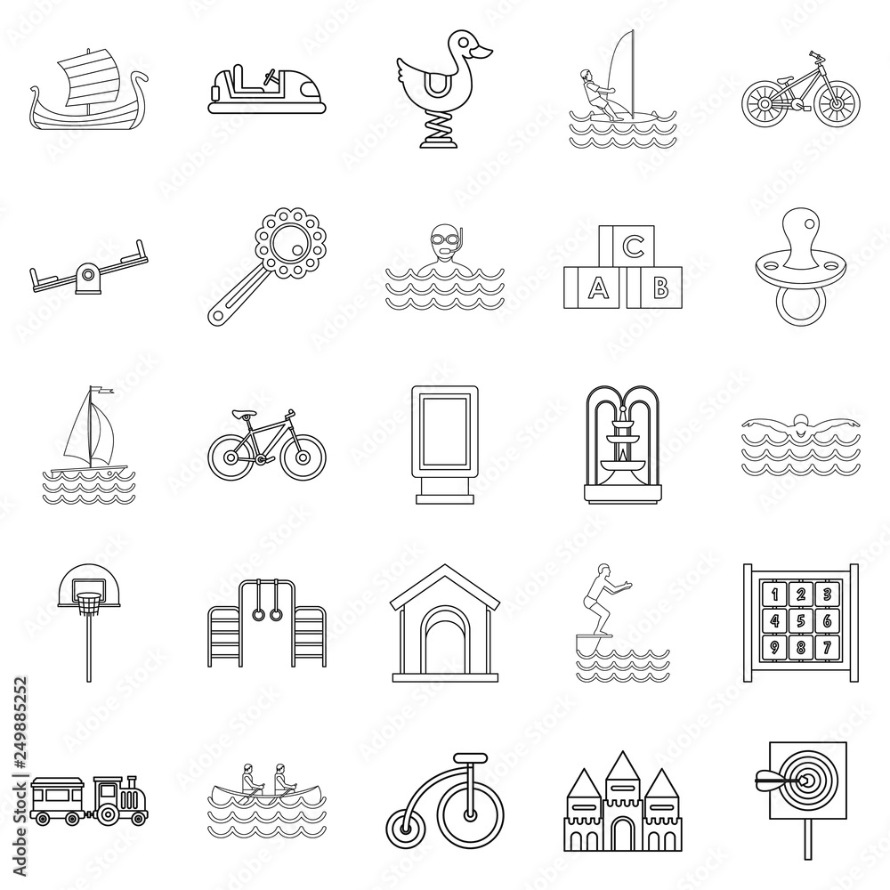 Poster physical training icons set. outline set of 25 physical training vector icons for web isolated on wh