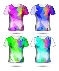  t-shirt templates abstract geometric collection of different colors polygonal mosaic