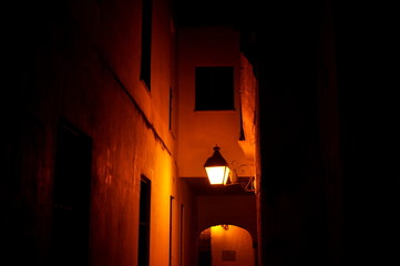 Lonely alley during the nightime
