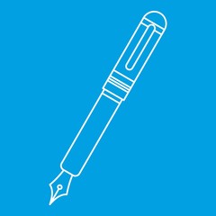 Black fountain pen icon blue outline style isolated vector illustration. Thin line sign