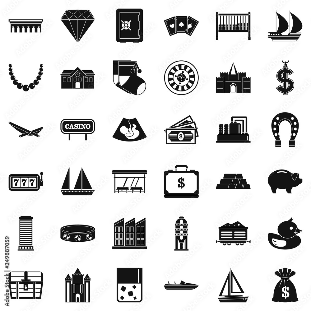 Poster finance icons set. simple style of 36 finance vector icons for web isolated on white background
