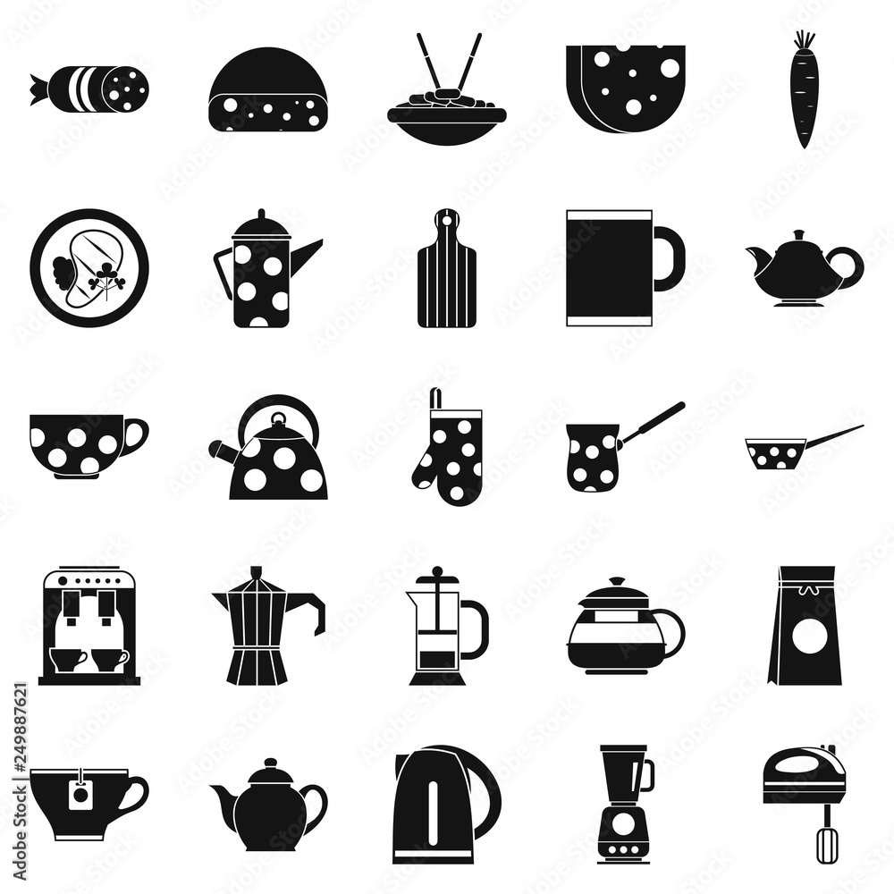 Poster canteen icons set. simple set of 25 canteen vector icons for web isolated on white background