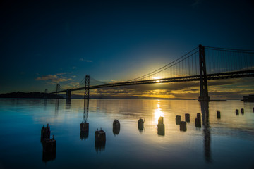 Fototapeta na wymiar San Francisco Bay Bridge at sunrise