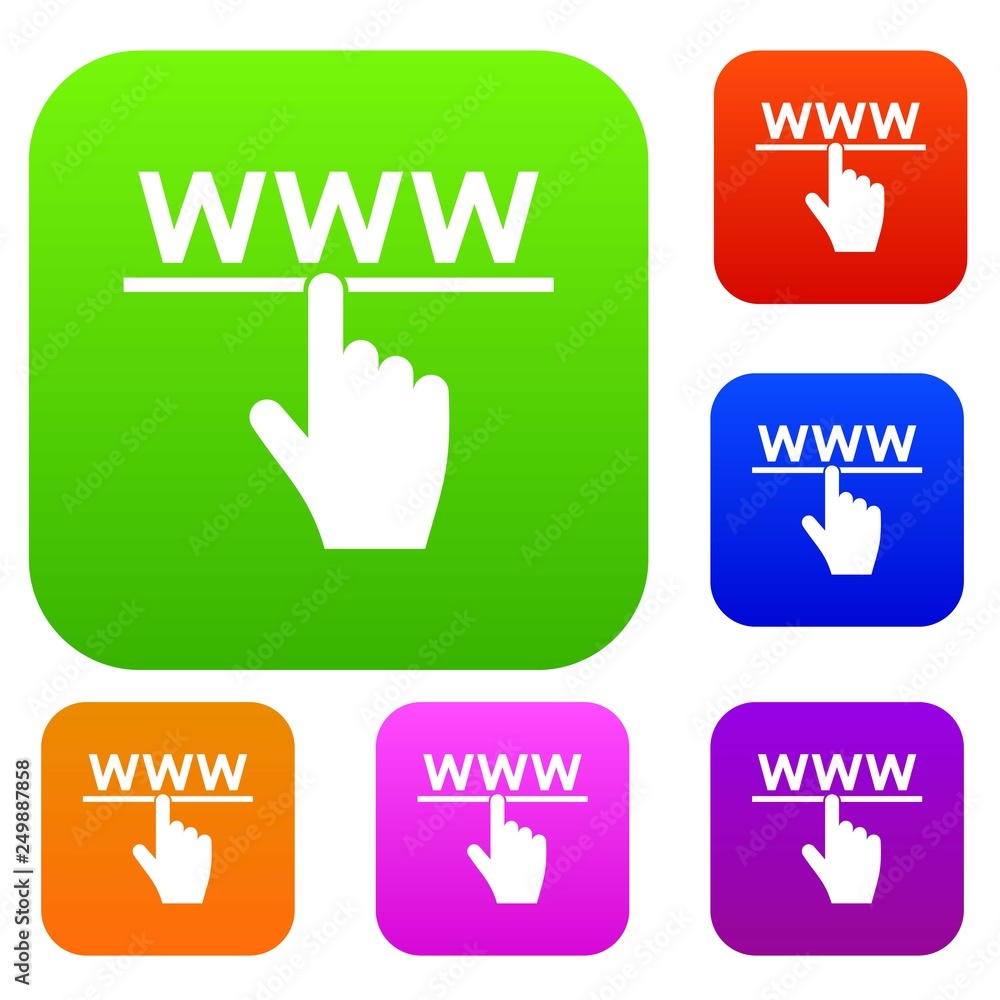 Poster hand cursor and website set icon in different colors isolated vector illustration. premium collectio