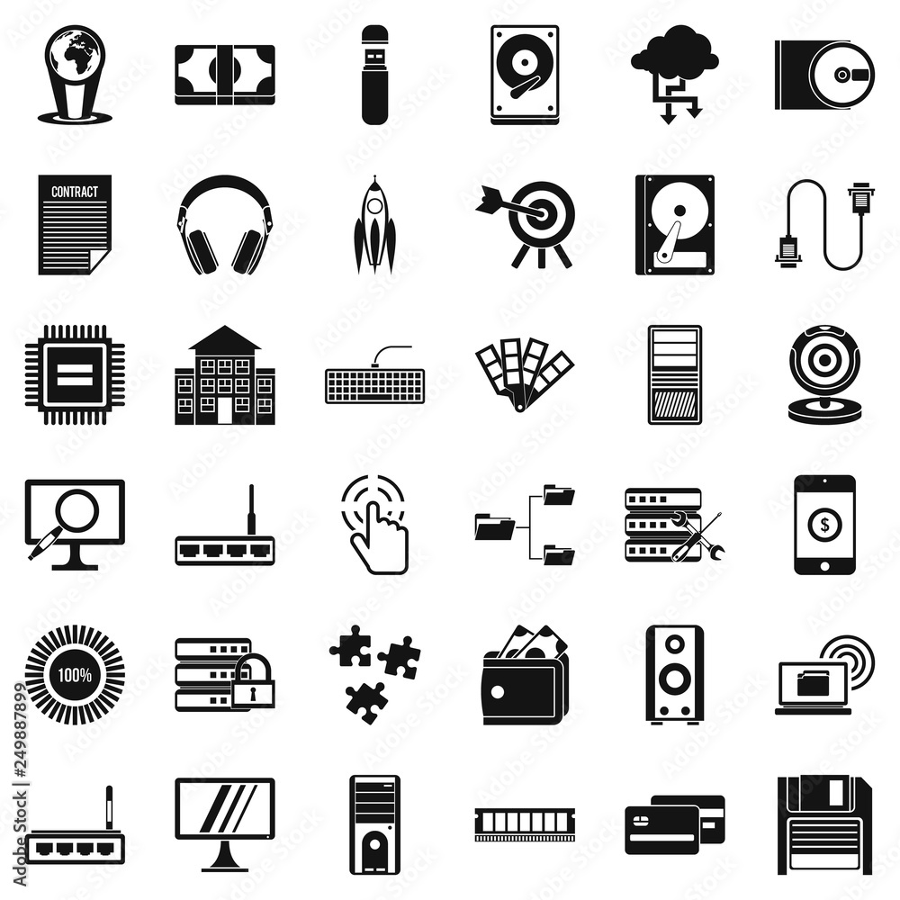 Poster web extension icons set. simple style of 36 web extension vector icons for web isolated on white bac