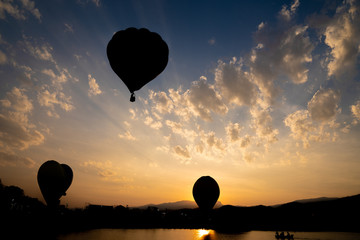 Chiangrai, Thailand - 15 Feb, 2018: Singhapark Balloon Fiesta 2018 with a lot of people in the event, They was waiting for the balloon take off / landing competition.