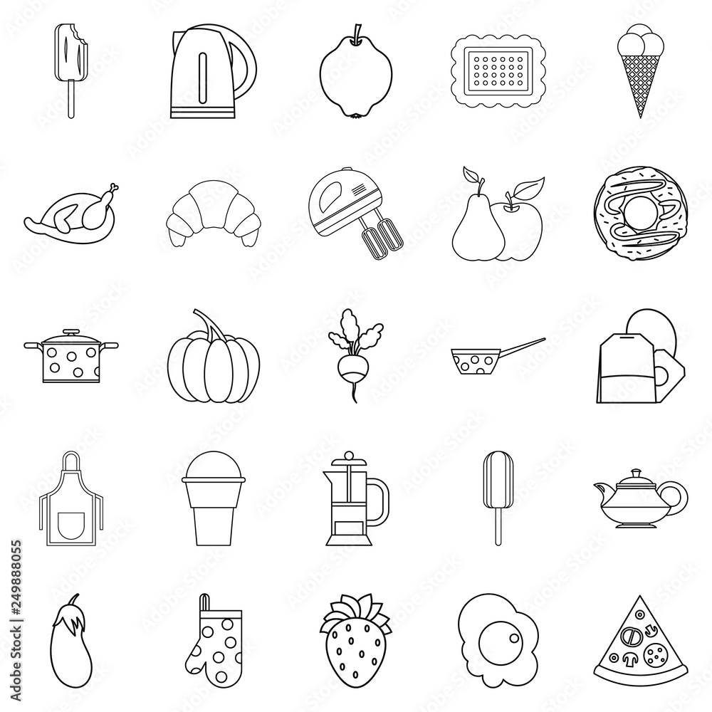 Poster caboose icons set. outline set of 25 caboose vector icons for web isolated on white background