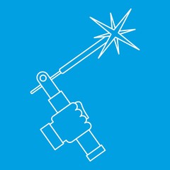 Welding torch icon blue outline style isolated vector illustration. Thin line sign