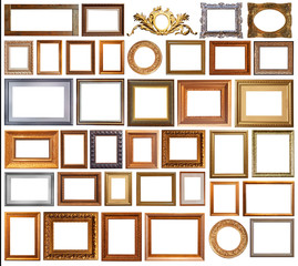 Gold interior elements of the picture frame isolated