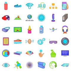 Broadcasting technology icons set. Cartoon style of 36 broadcasting technology vector icons for web isolated on white background
