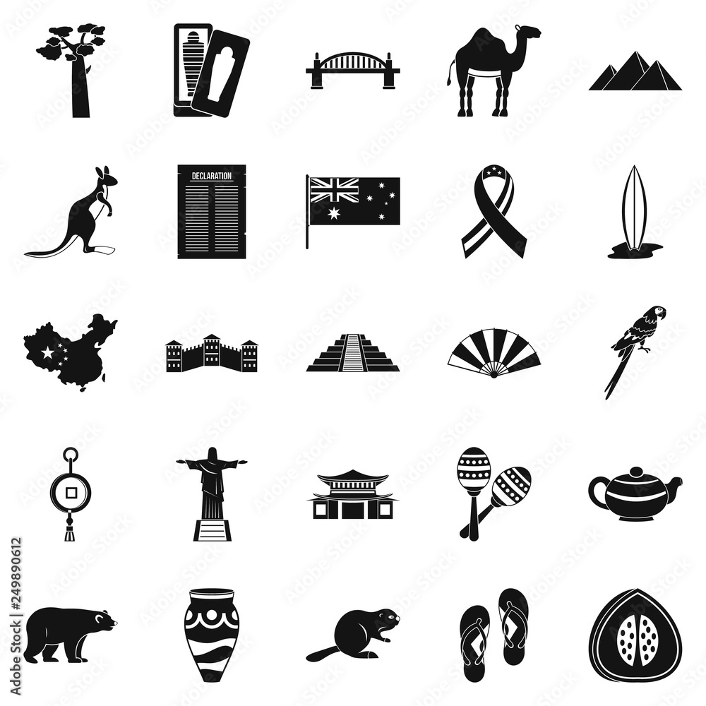 Poster attraction icons set. simple set of 25 attraction vector icons for web isolated on white background