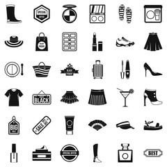 Sale for woman icons set. Simple style of 36 sale for woman vector icons for web isolated on white background