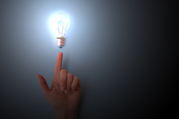 Concept of having idea, creativity and knowledge