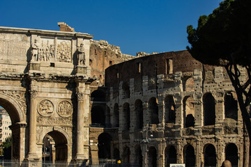 Fototapeta premium Rome Italy. The symbol of the city of Rome, the Colosseum, with all its 