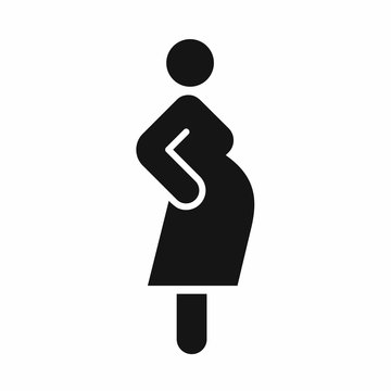 Pregnant woman simple black icon vector illustration isolated on white background