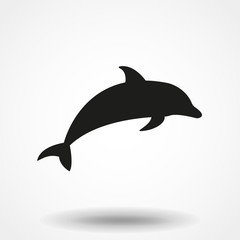 Dolphin aquatic mammal vector icon for animal apps and websites