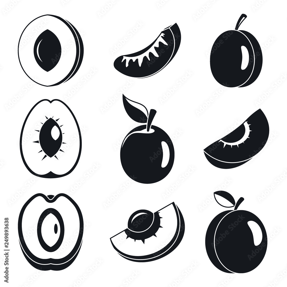 Aufkleber apricot fruit icons set. simple set of apricot fruit vector icons for web design on white background