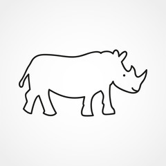 Line vector figure of rhino. Vector outline African animal for web and design.