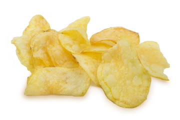 Potato chips isolated on white background, set