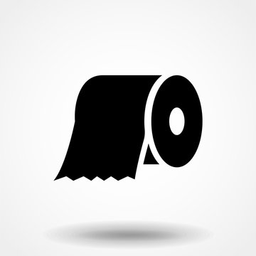 Toilet tissue paper roll flat vector icon for apps and websites