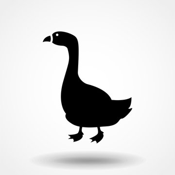 the silhouette of a goose on white background vector icon
