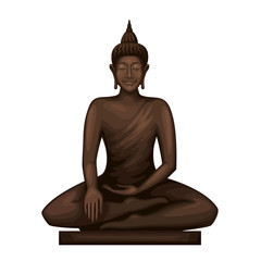 Buddha sitting in meditation . Goddess statue.Mindfulness vector art. - Vector