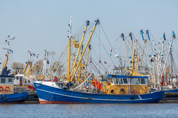 Fototapeta premium Prawn fishing boats in Dutch harbor Lauwersoog