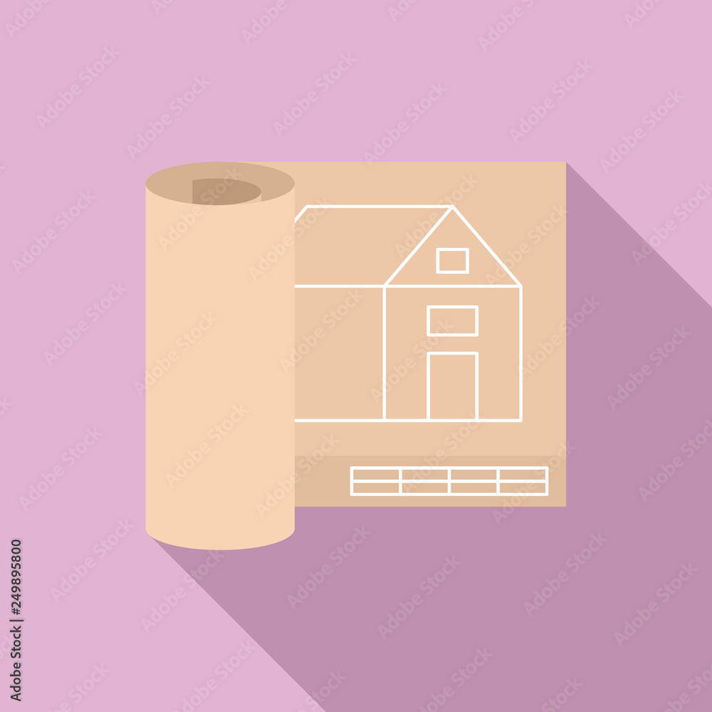 Poster architect house project icon. flat illustration of architect house project vector icon for web desig