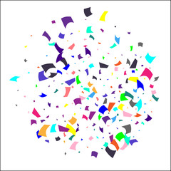 Colorful confetti on white background. 