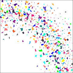 Colorful confetti on white background. 