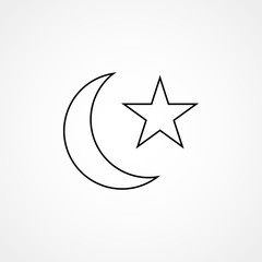 Star and crescent - symbol of Islam line icon for apps and websites