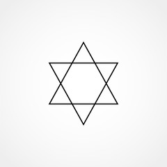 Jewish Star of David Six Pointed Star in black with Interlocking Style vector icon